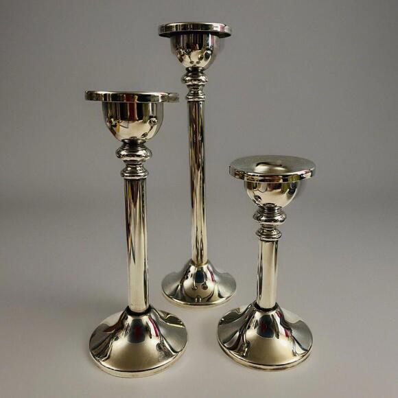 ❤️SOLD❤️Vintage Godinger Silver  Candle Holders Graduated Height Set Of 3 - Picture 2 of 4